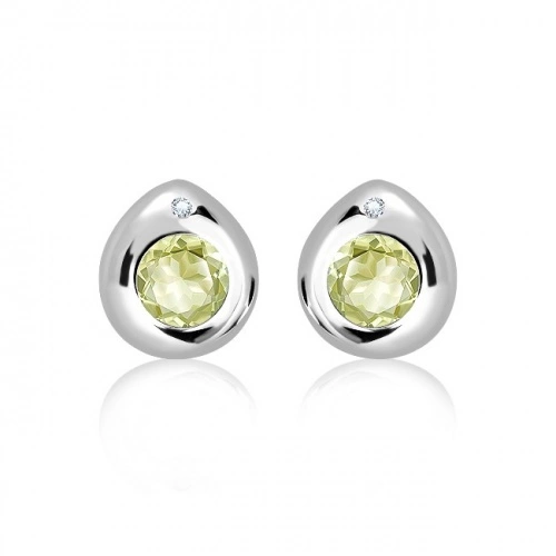 Sana S Lemon Citrine and White Topaz stříbrné náušnice s citrínem a bílým topazem