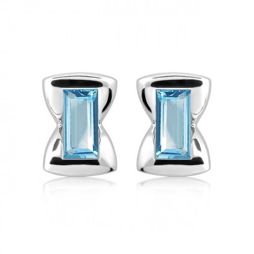 Ada S Blue Topaz stříbrné náušnice s modrým topazem
