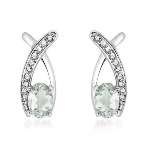 Ranko S Green Amethyst stříbrné náušnice se zeleným ametystem
