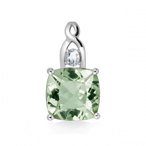 Ron S Green Amethyst and White Topaz stříbrný přívěsek se zeleným ametystem a bílým topazem