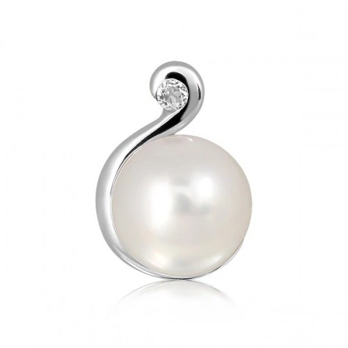 Nano S Pearl and White Topaz stříbrný přívěsek s perlou a bílým topazem