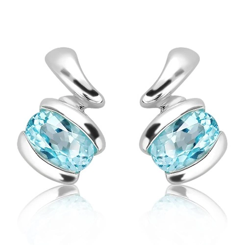 Beda S Blue Topaz stříbrné náušnice s modrým topazem