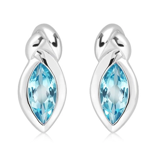 Sostrata S Blue Topaz stříbrné náušnice s modrým topazem