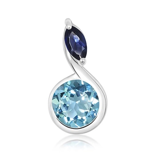 Narciska S Blue Topaz stříbrný přívěsek s modrým topazem a Iolitem