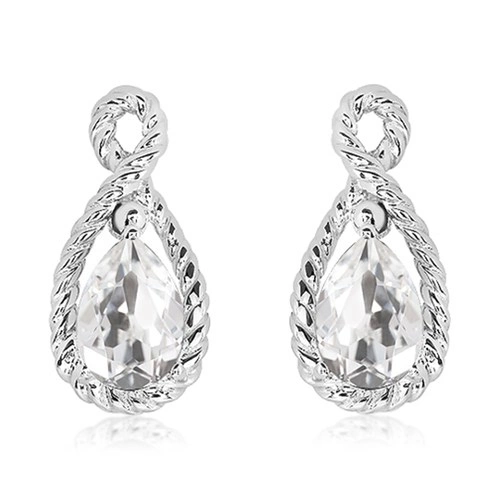 Ava S White Topaz stříbrné náušnice s bílým topazem