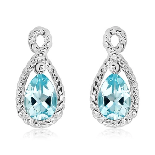 Ava S Blue Topaz stříbrné náušnice s modrým topazem