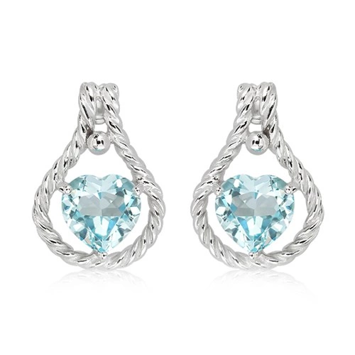 Luca S Blue Topaz stříbrné náušnice s modrým topazem