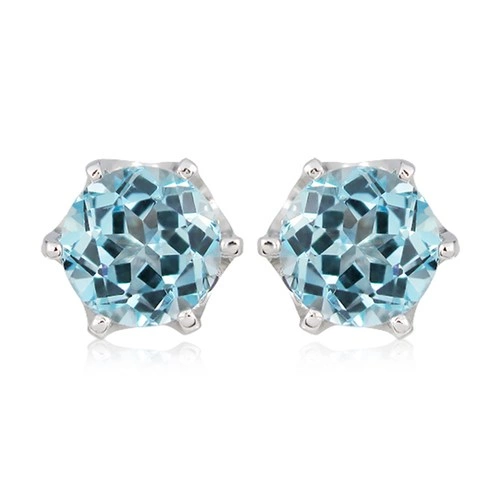 Ariana S Blue Topaz  stříbrné náušnice s modrým topazem a Iolitem