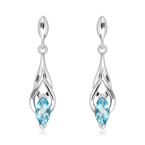 Lentia S Blue Topaz stříbrné náušnice s modrým topazem