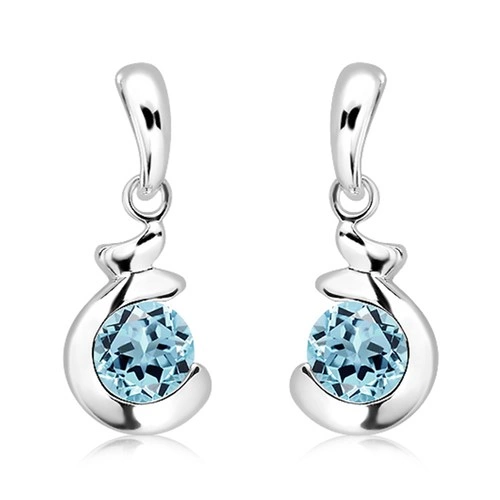 Irska S Blue Topaz stříbrné náušnice s modrým topazem