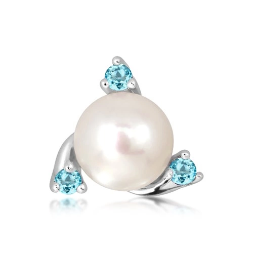 Ikarus S Pearl and Blue Topaz stříbrný přívěsek s perlou a modrým topazem