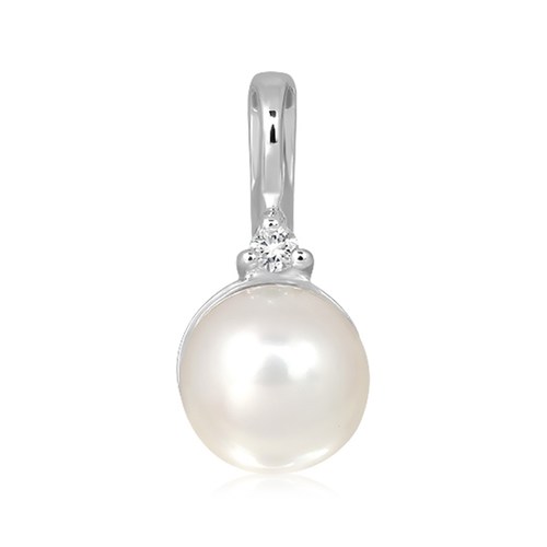 Iosana S Pearl and White Topaz stříbrný přívěsek s perlou a bílým topazem