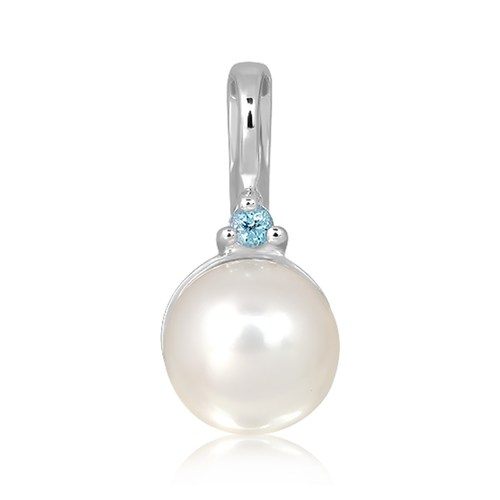 Iosana S Pearl and Blue Topaz stříbrný přívěsek s perlou a modrým topazem