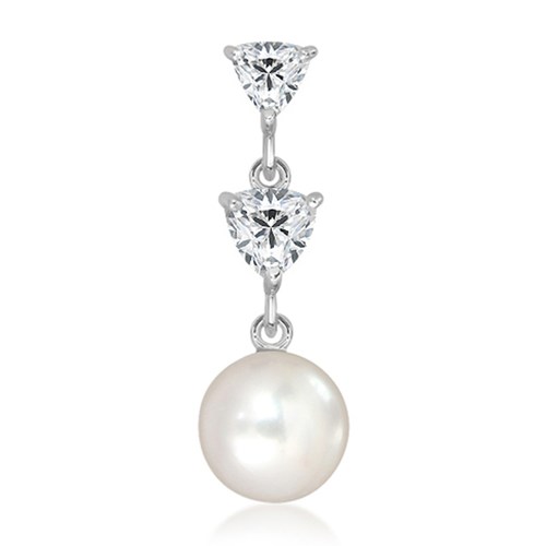 Elna S Pearl and White Topaz stříbrný přívěsek s perlou a bílým topazem