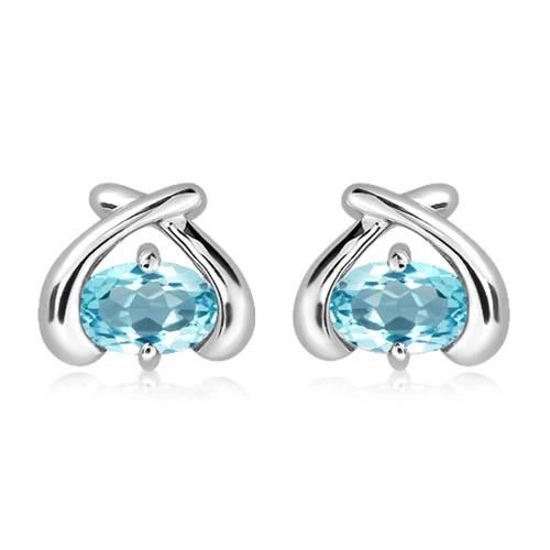 Letavia S Blue Topaz stříbrné náušnice s modrým topazem