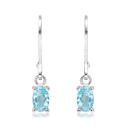 Materna S Blue Topaz stříbrné náušnice s modrým topazem