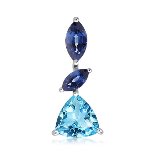 Menavia S Blue Topaz stříbrný přívěsek s modrým topazem a Iolitem