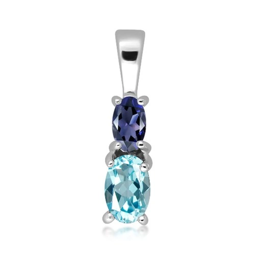Grana S Blue Topaz stříbrný přívěsek s modrým topazem a Iolitem
