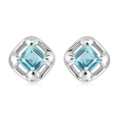 Tyrna S Blue Topaz stříbrné náušnice s modrým topazem