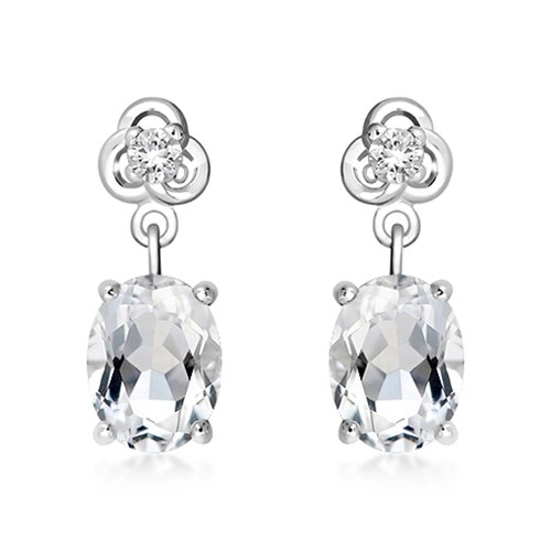 Saturnina S White Topaz stříbrné náušnice s bílým topazem