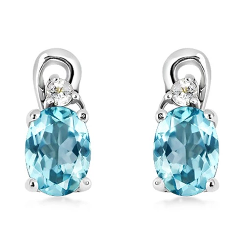 Felicie S Blue Topaz stříbrné náušnice s modrým a bílým topazem