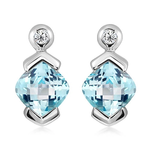 Brisa S Blue Topaz stříbrné náušnice s modrým a bílým topazem