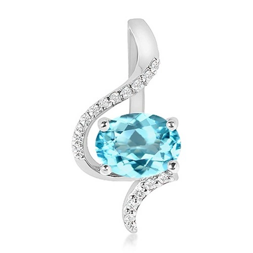 Marisol S Blue Topaz stříbrný přívěsek s modrým a bílým topazem
