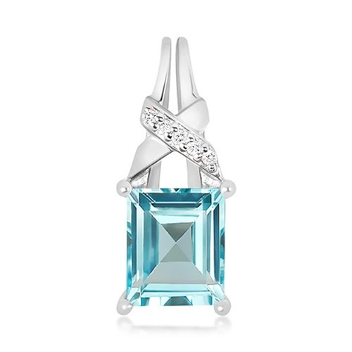 Zarina S Blue Topaz stříbrný přívěsek s modrým a bílým topazem