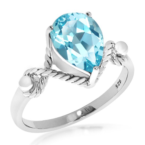Lara S Blue Topaz prsten ze stříbra s modrým topazem