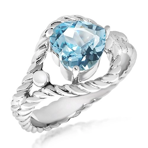 Tesa S Blue Topaz prsten ze stříbra s modrým topazem