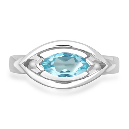 Clea S Blue Topaz prsten ze stříbra s modrým topazem