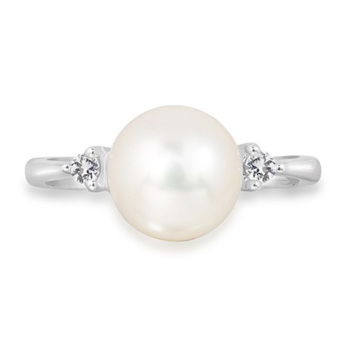 Carrie S Pearl and White Topaz prsten ze stříbra s perlou a bílým topazem