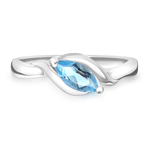 Agnes S Blue Topaz prsten ze stříbra s modrým topazem
