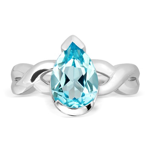 Edel S Blue Topaz prsten ze stříbra s modrým topazem