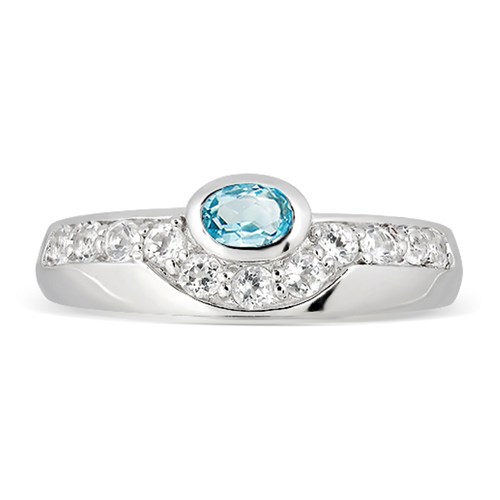 Balbina S Blue and White Topaz prsten ze stříbra s modrým a bílým topazem