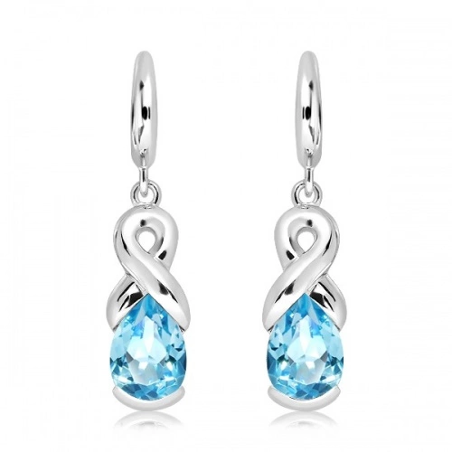 Man S Blue Topaz stříbrné náušnice s modrým topazem