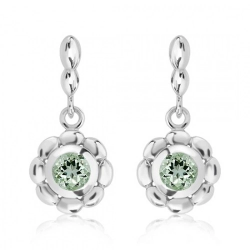 Lidka S Green Amethyst stříbrné náušnice se zeleným ametystem