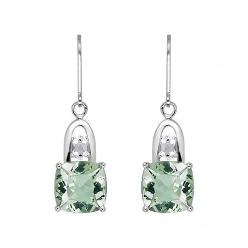 Rina S Green Amethyst and White Topaz stříbrné náušnice se zeleným ametystem a bílým topazem