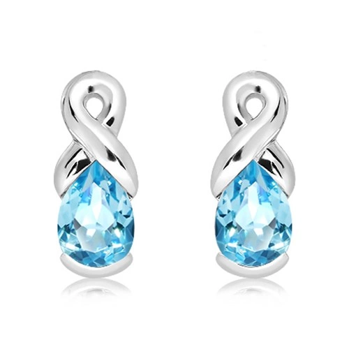 Man S Blue Topaz RP stříbrné náušnice s modrým topazem