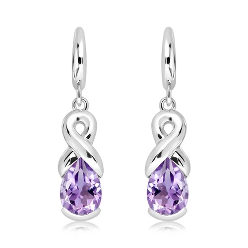 Man S Amethyst  stříbrné náušnice s ametystem
