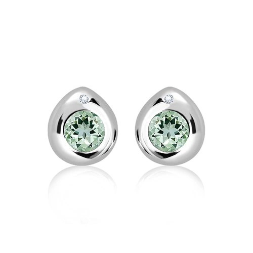Sana S Green Amethyst and White Topaz stříbrné náušnice se zeleným ametystem a bílým topazem
