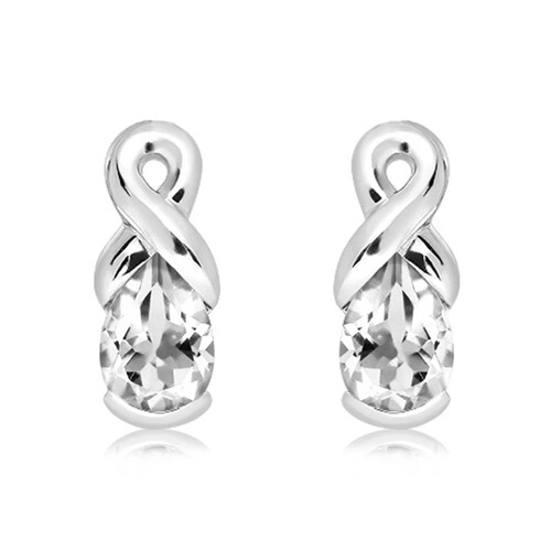 Man S White Topaz RP stříbrné náušnice s bílým topazem
