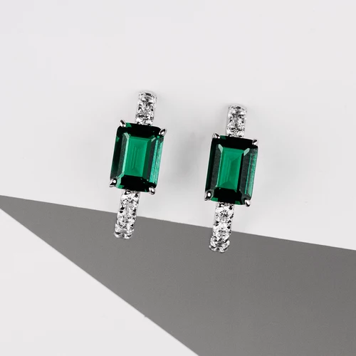 Auralis Green stříbrné náušnice s bílými a zelenými zirkony