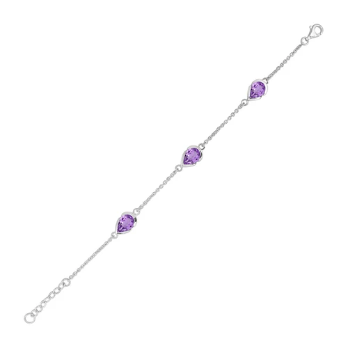 Charm S Amethyst stříbrný náramek s fialovým amethystem