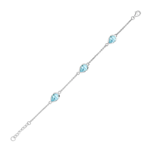 Charm Blue Topaz stříbrný náramek s modrým topazem