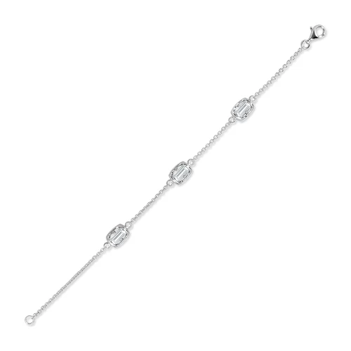 Fire White Topaz stříbrný náramek s bílým topazem
