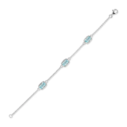 Fire Blue Topaz stříbrný náramek s modrým topazem