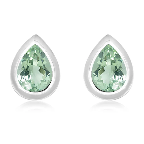 Ladet Green Amethyst stříbrné náušnice s zeleným amethystem