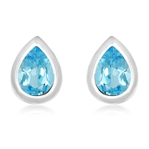 Ladet Blue Topaz stříbrné náušnice s modrým topazem