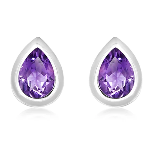 Ladet S Amethyst stříbrné náušnice s fialovým amethystem